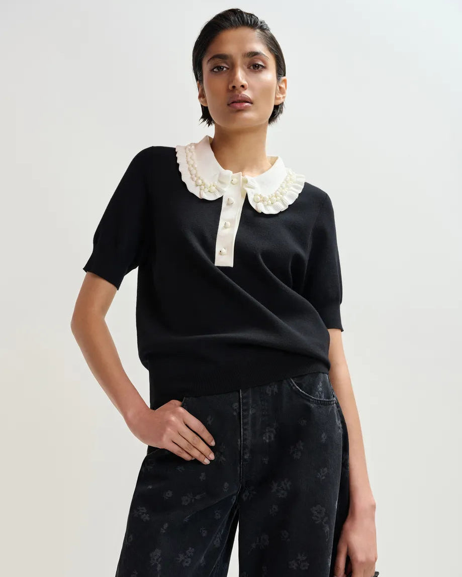Essentiel Antwerp Jewelry Embroidered Knit Polo