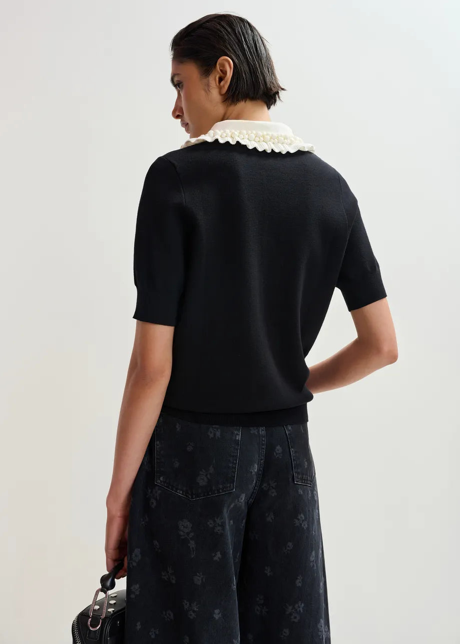 Essentiel Antwerp Jewelry Embroidered Knit Polo