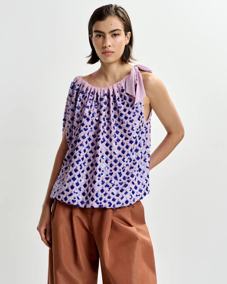 Essentiel Antwerp Jocelyn Sequin Smocked Top