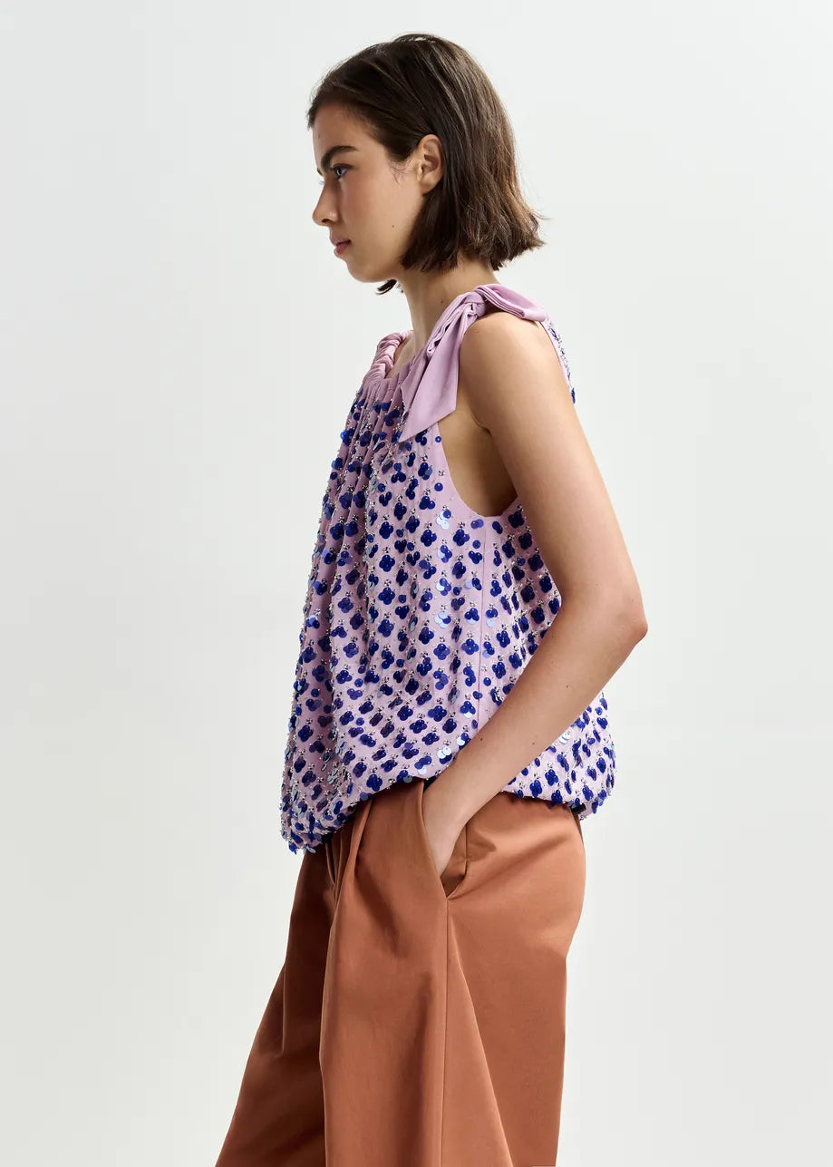 Essentiel Antwerp Jocelyn Sequin Smocked Top