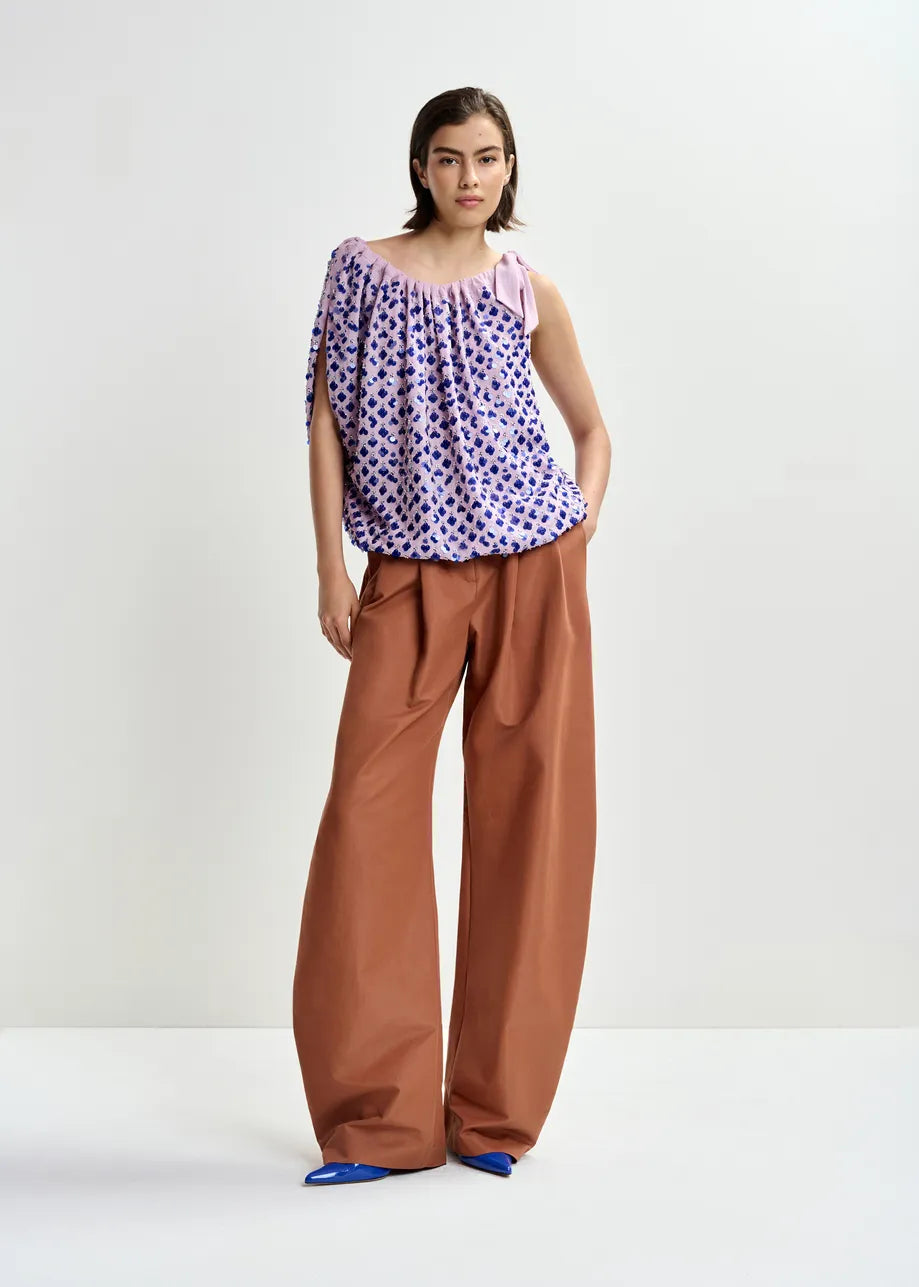 Essentiel Antwerp Jocelyn Sequin Smocked Top