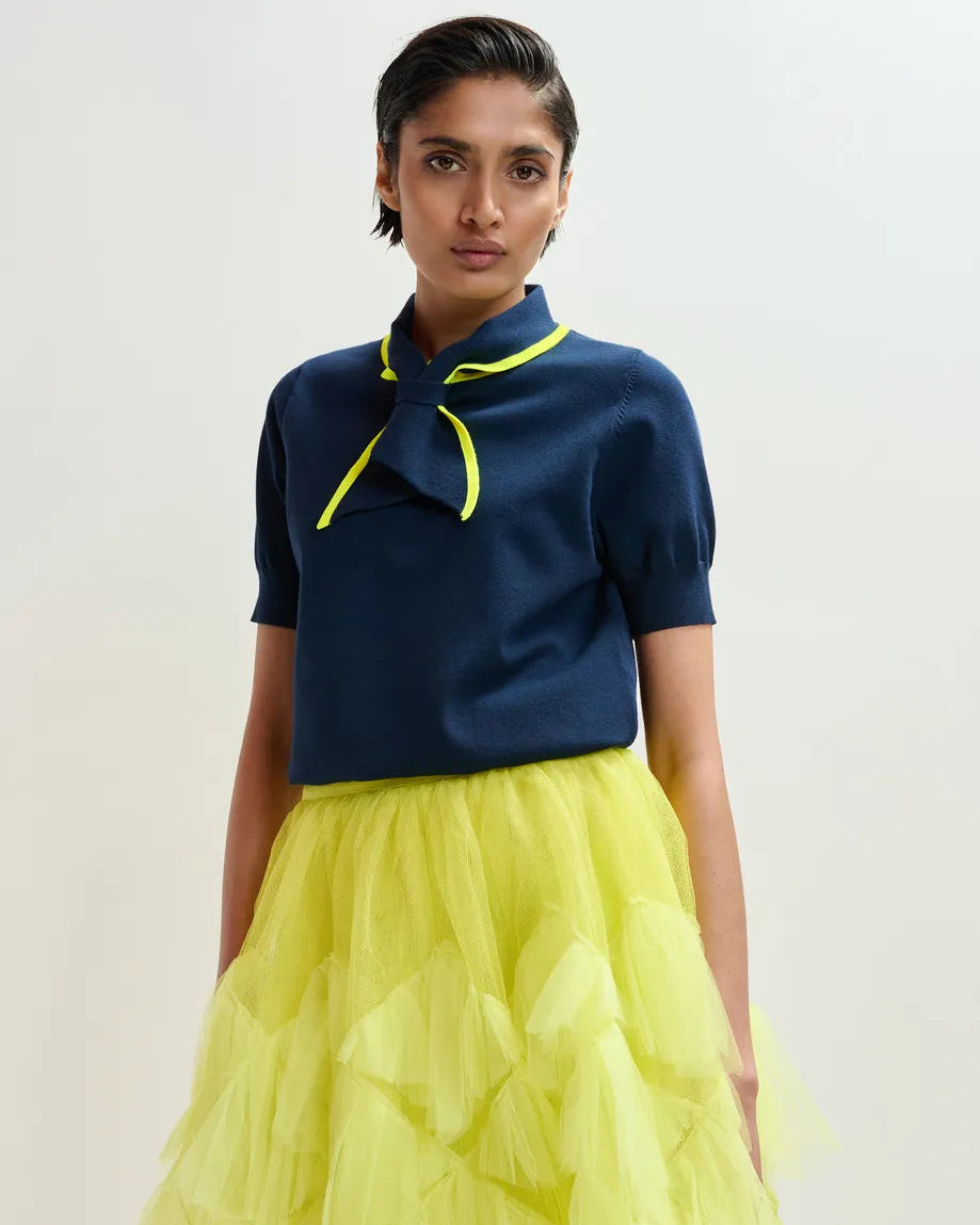 Essentiel Antwerp Jonda Knit Top in Classic Navy