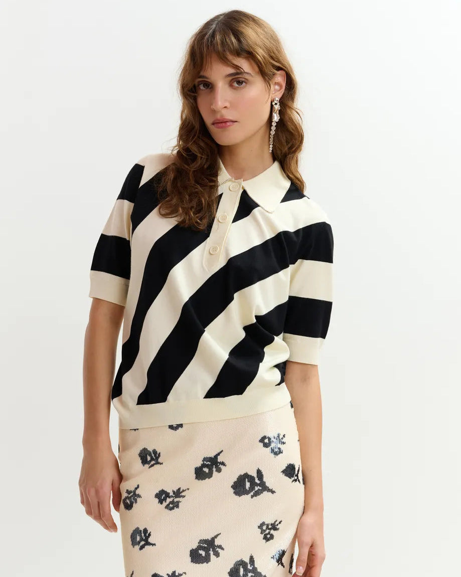 Essentiel Antwerp Joram Striped Knit Polo