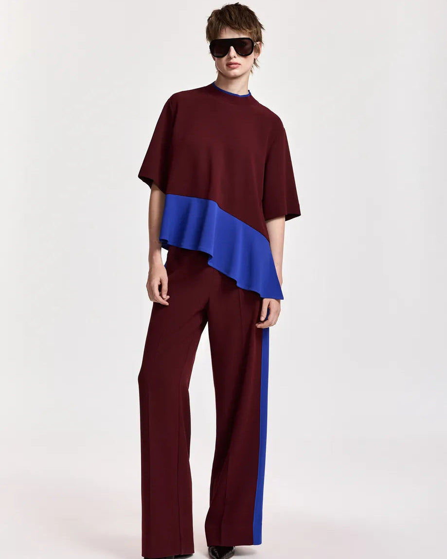Essentiel Antwerp Karmic Two-Colour Pants in Wine Not