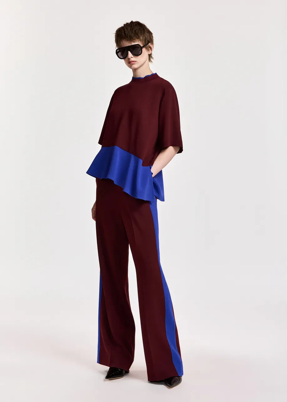 Essentiel Antwerp Karmic Two-Colour Pants in Wine Not