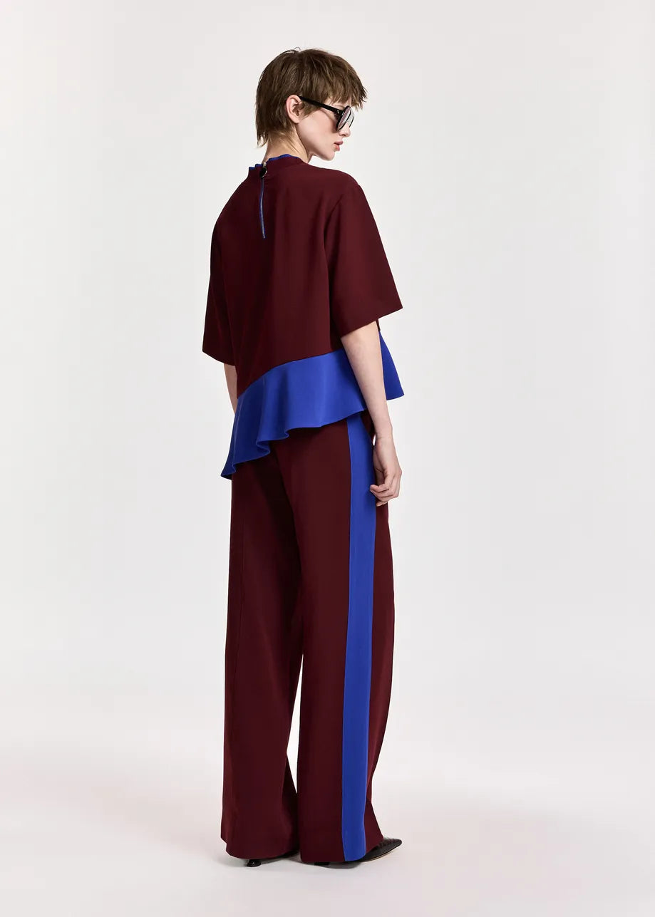 Essentiel Antwerp Karmic Two-Colour Pants in Wine Not