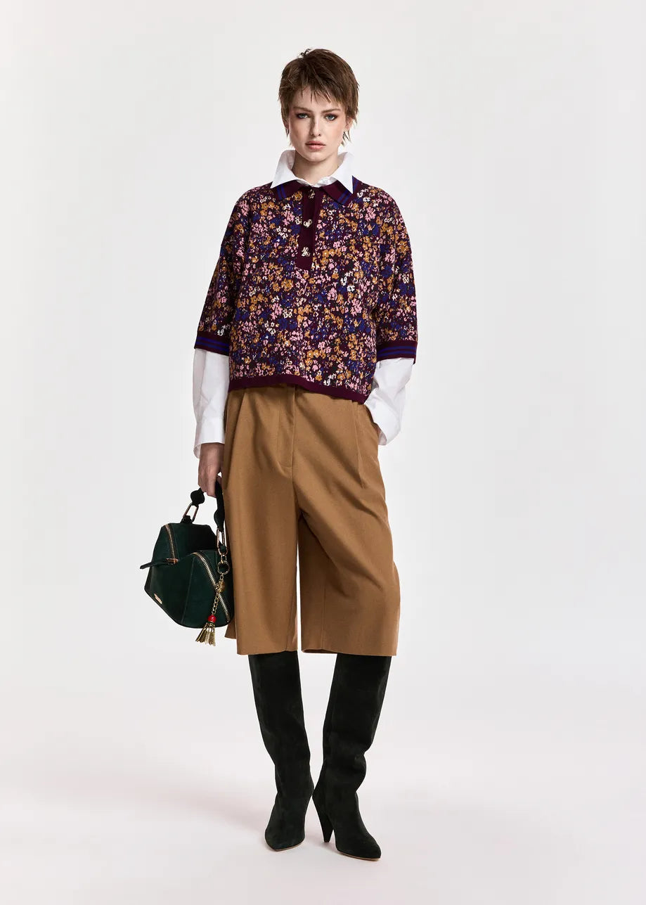 Essentiel Antwerp Kartos Jacquard Polo in Wine Not