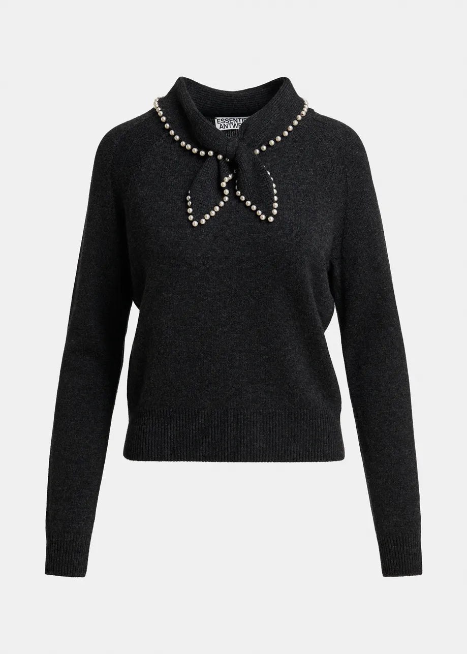 Essentiel Antwerp Kasa Beaded Pullover in Steel Pulse