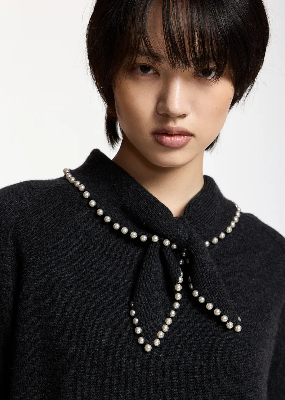 Essentiel Antwerp Kasa Beaded Pullover in Steel Pulse