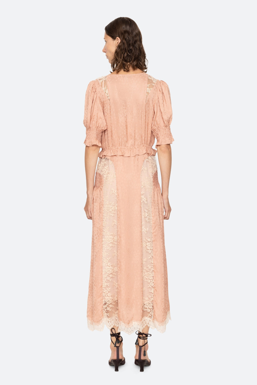 Sea New York Ethel Solid Puff Sleeve Midi Dress