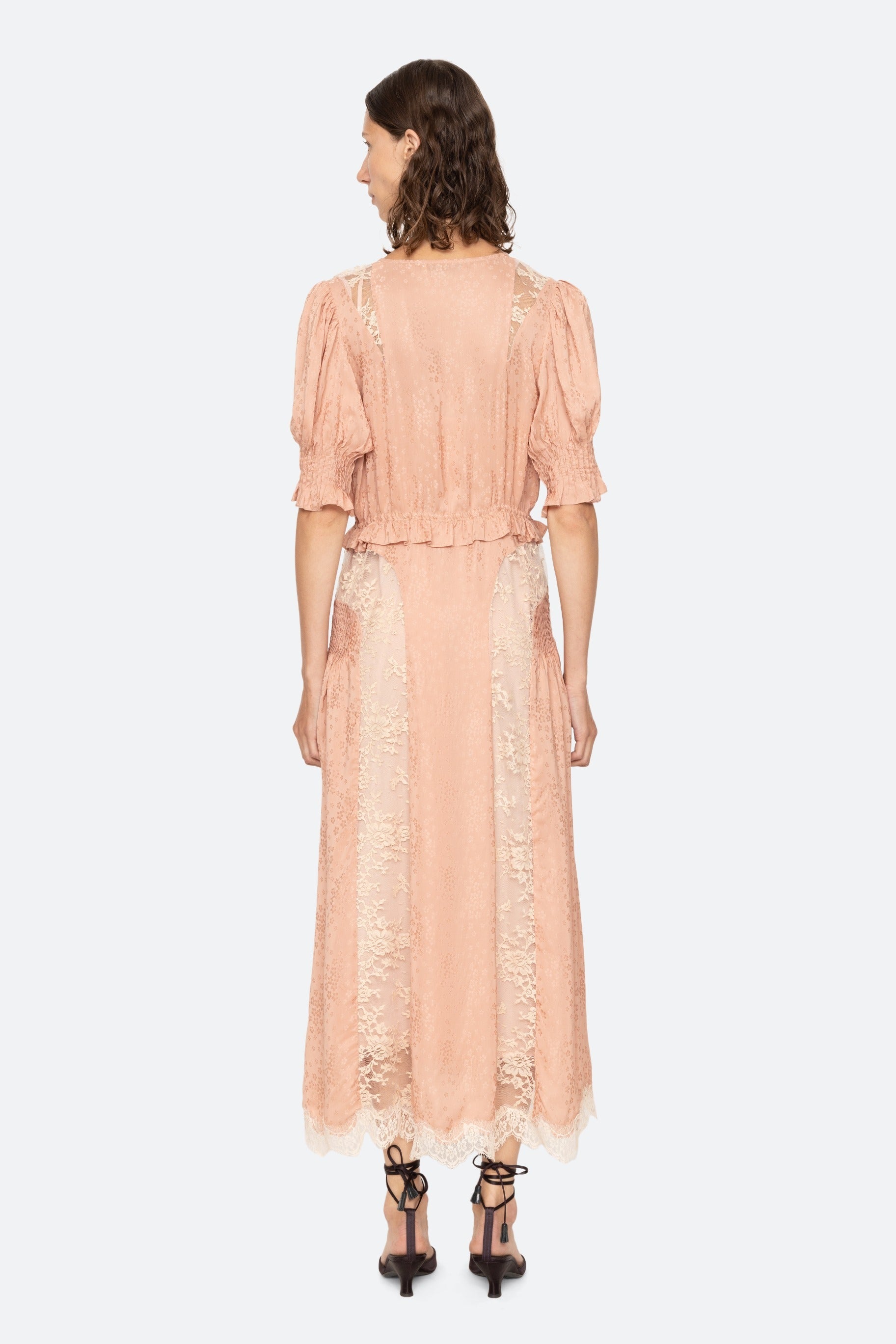 Sea New York Ethel Solid Puff Sleeve Midi Dress