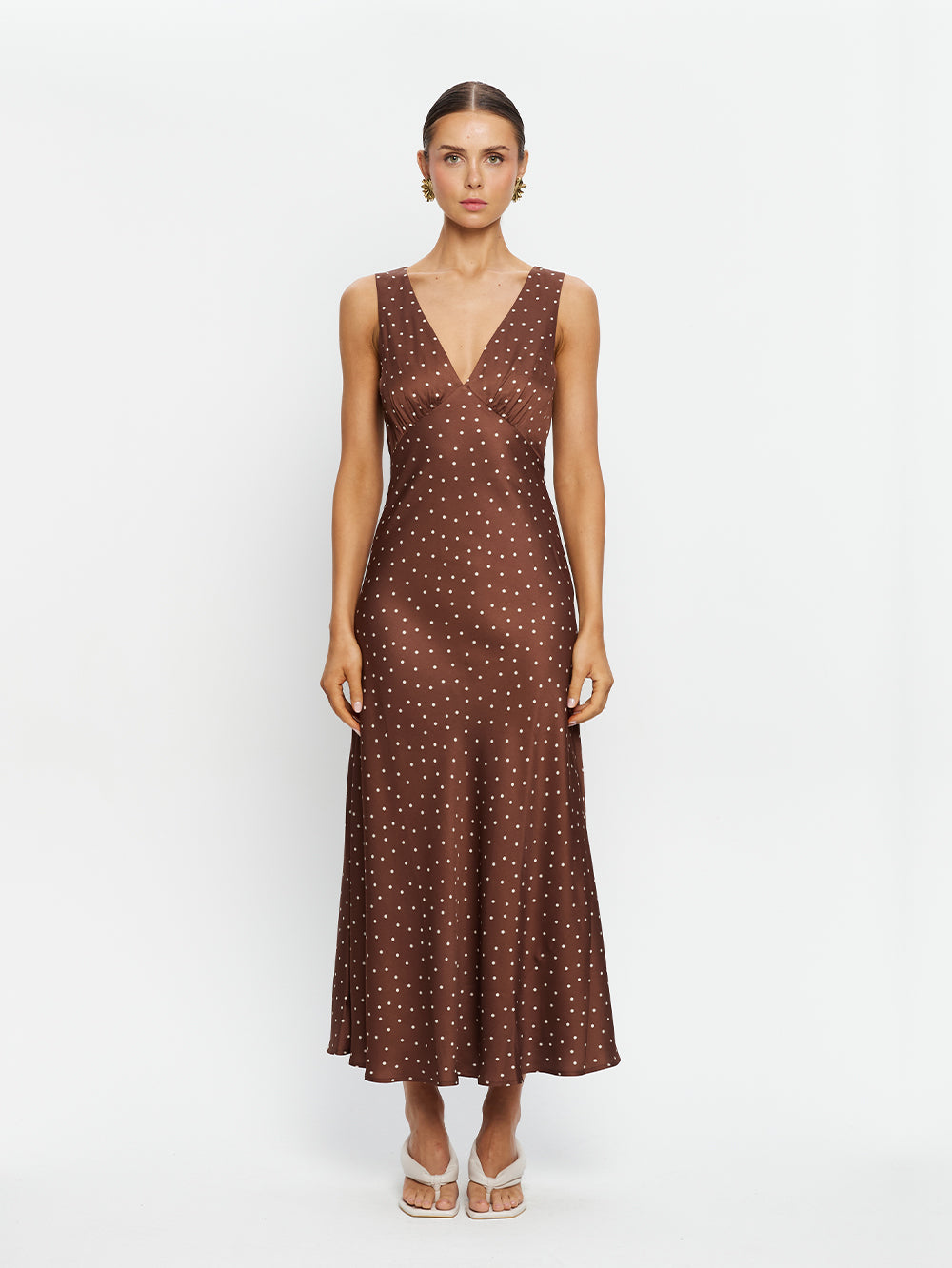 Kivari Edie Midi Dress in Brown