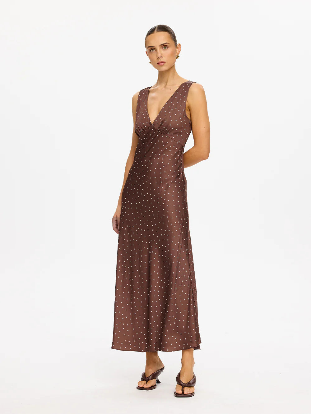 Kivari Edie Midi Dress in Brown