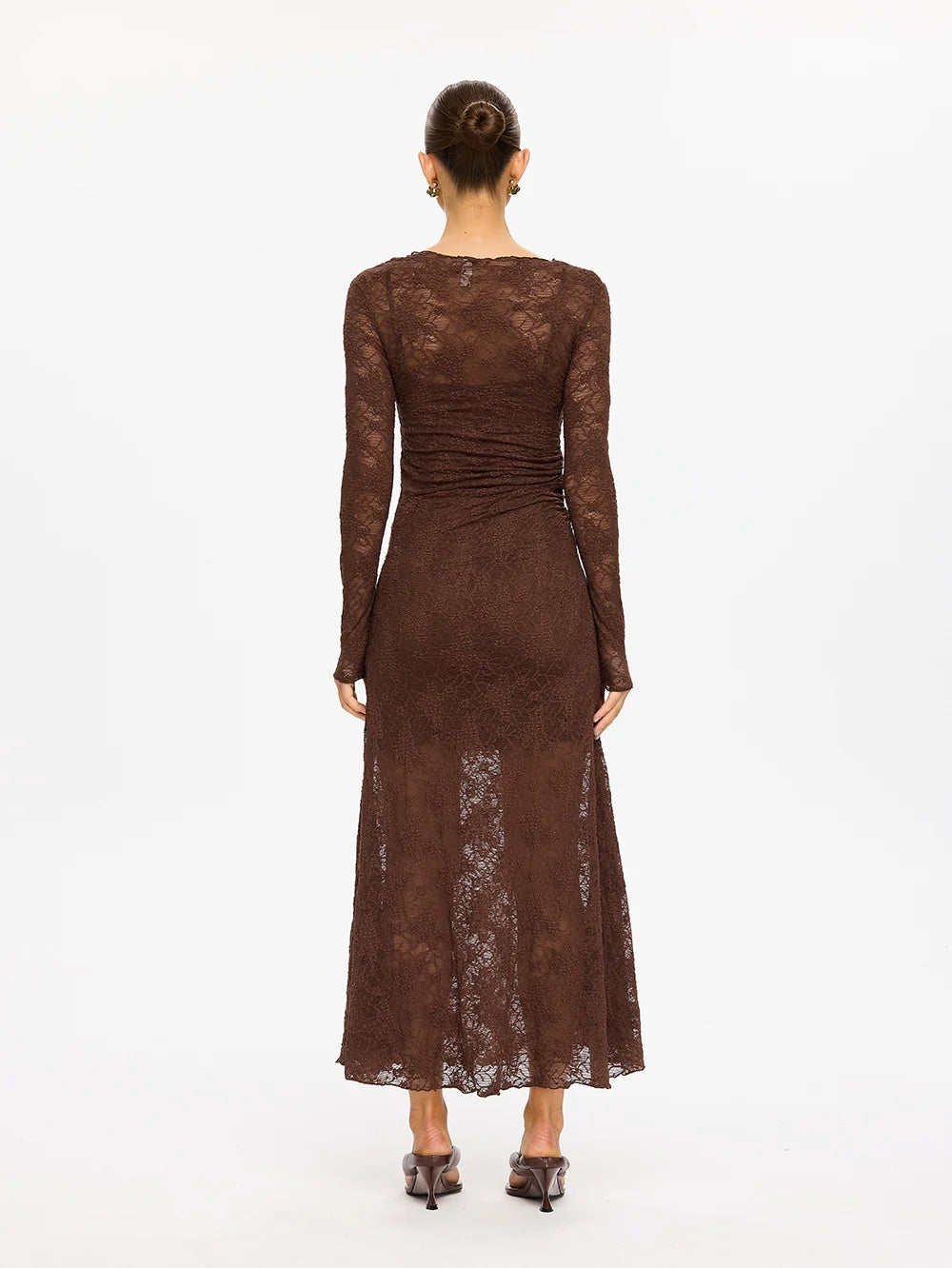 Kivari Marie Lace Maxi Dress in Chocolate
