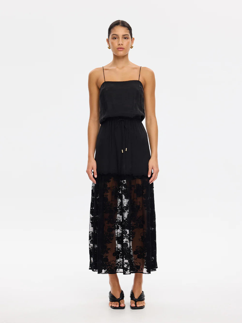Kivari Blair Lace Maxi Dress in Black