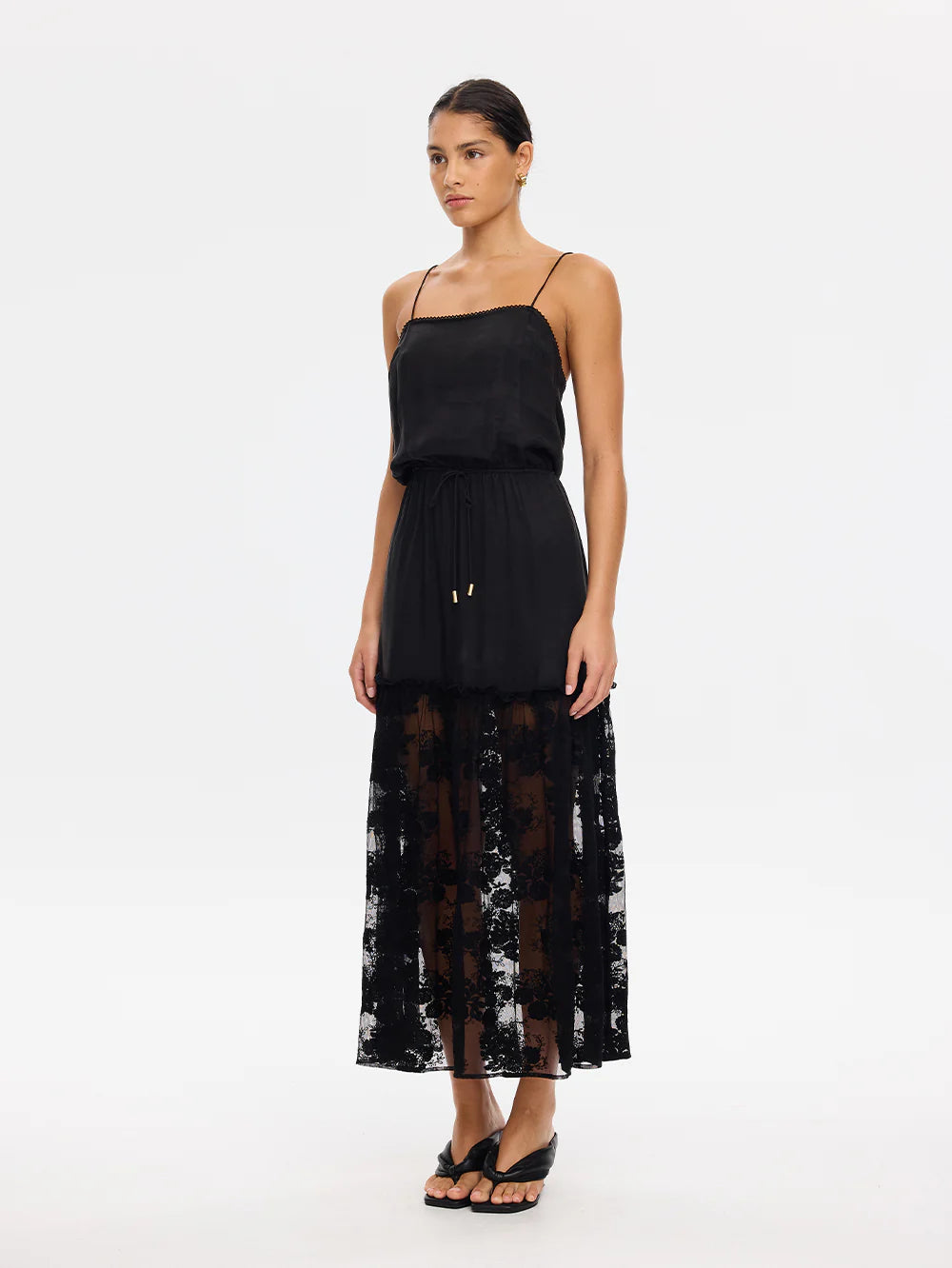 Kivari Blair Lace Maxi Dress in Black