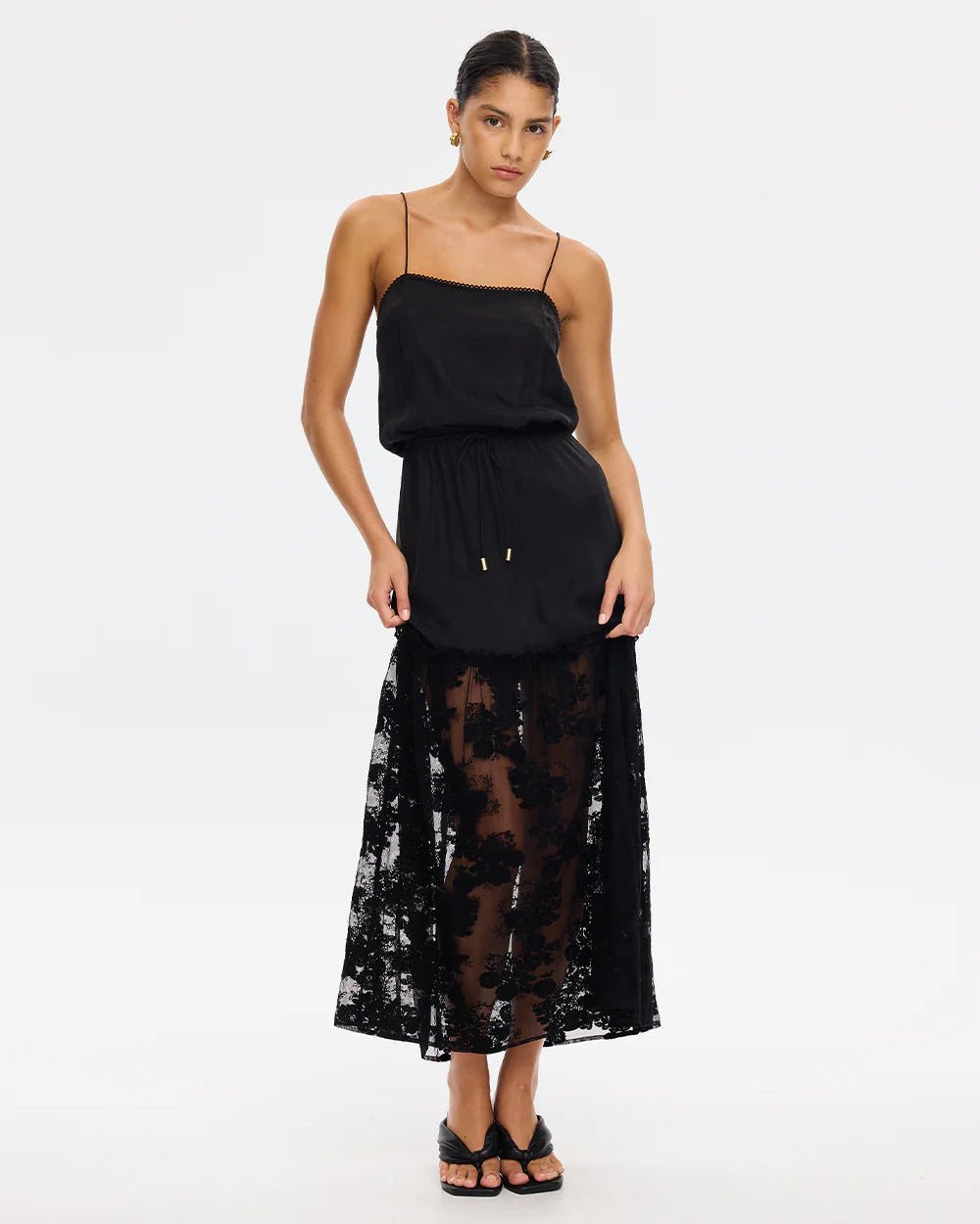 Kivari Blair Lace Maxi Dress in Black