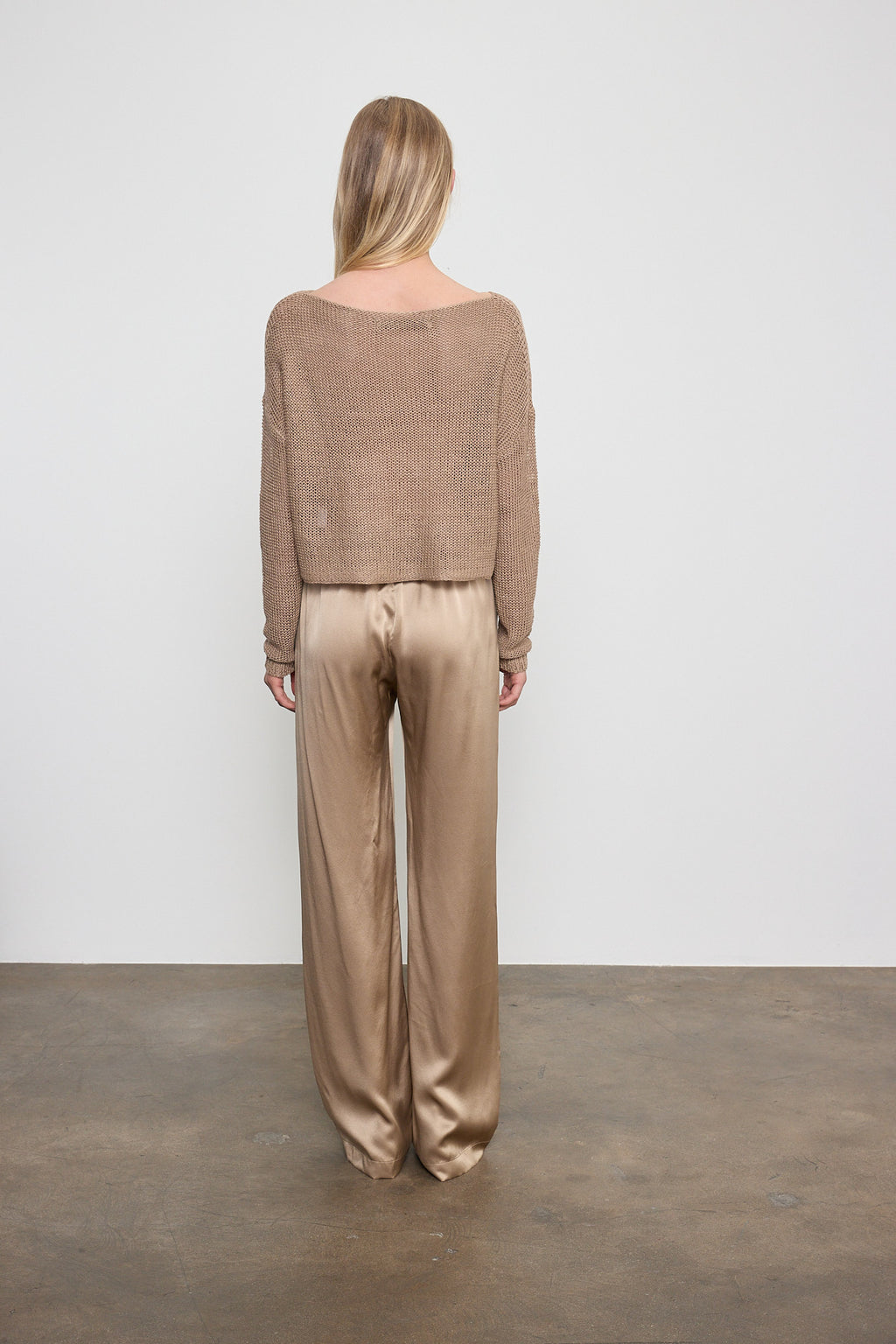 Enza Costa Silk Satin Everywhere Pant in Beige