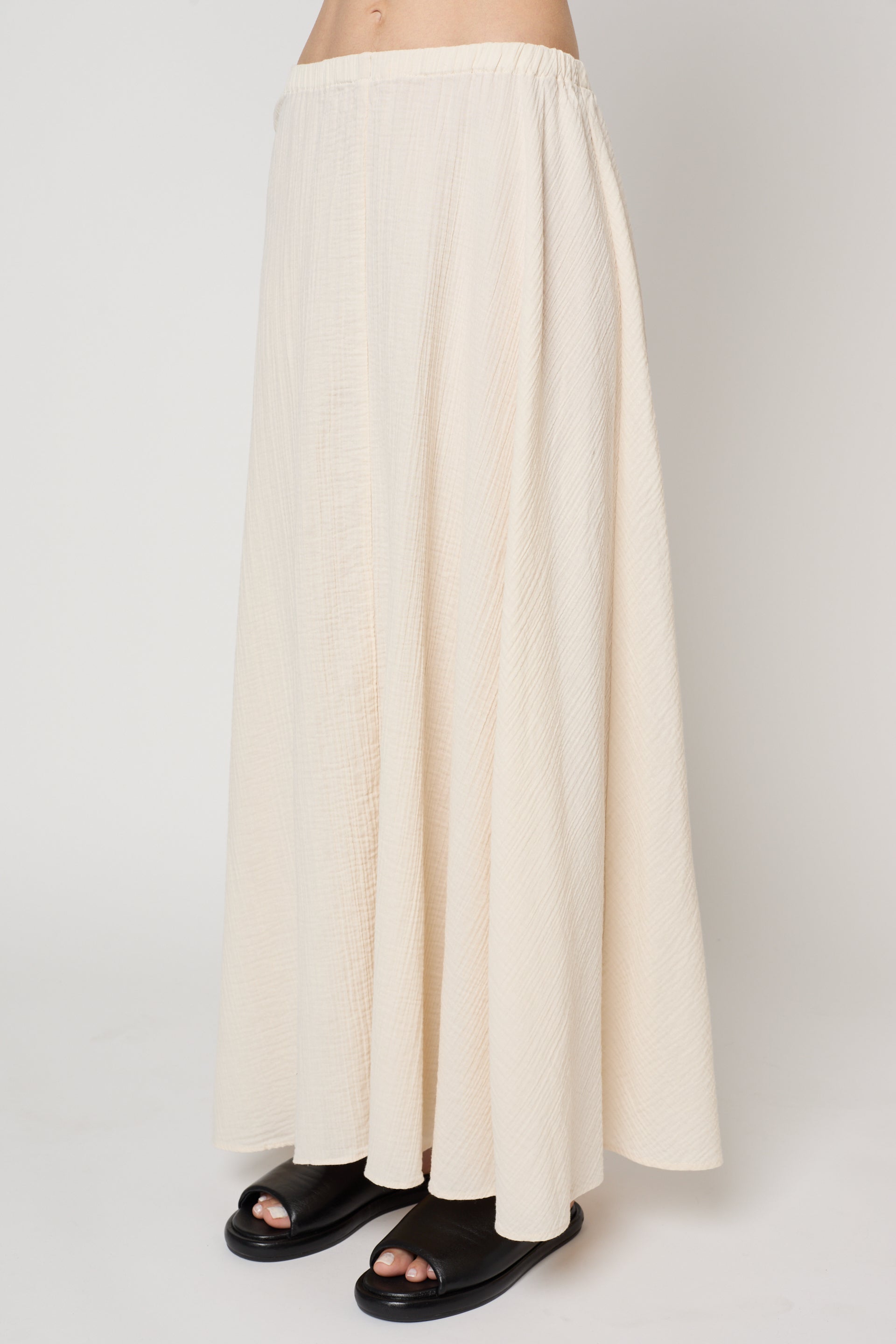 Atelier Delphine Gauze Pull On Cotton Skirt in Kinari
