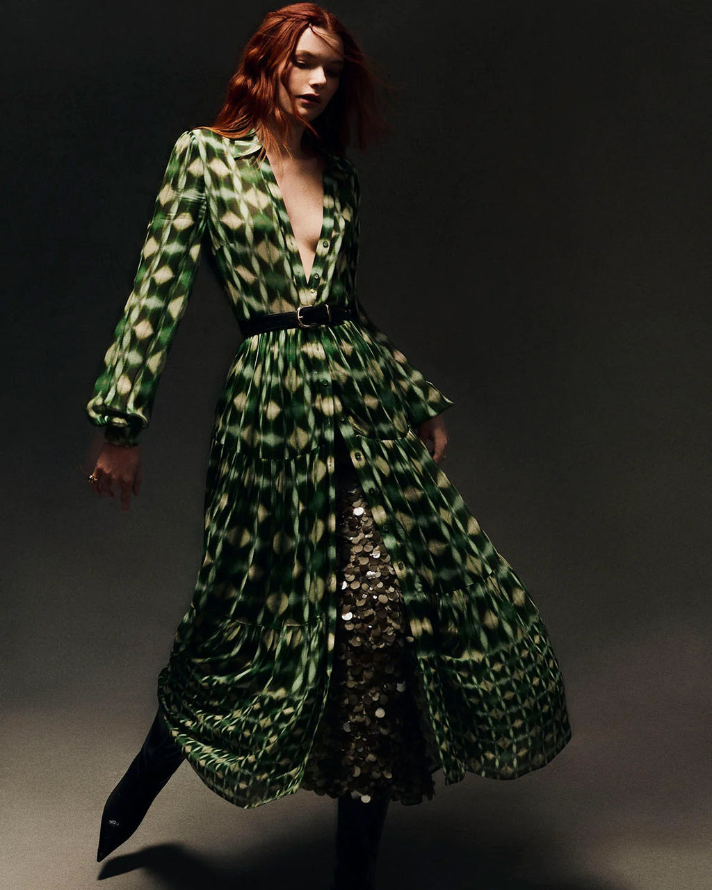 Cara Cara Barbara Dress in Ashford Geo Moss