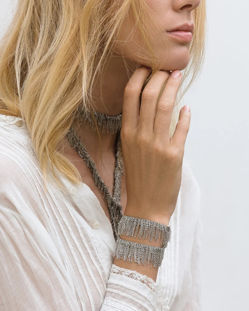 Marie Laure Chamorel Double Wrap Bracelet White Bronze