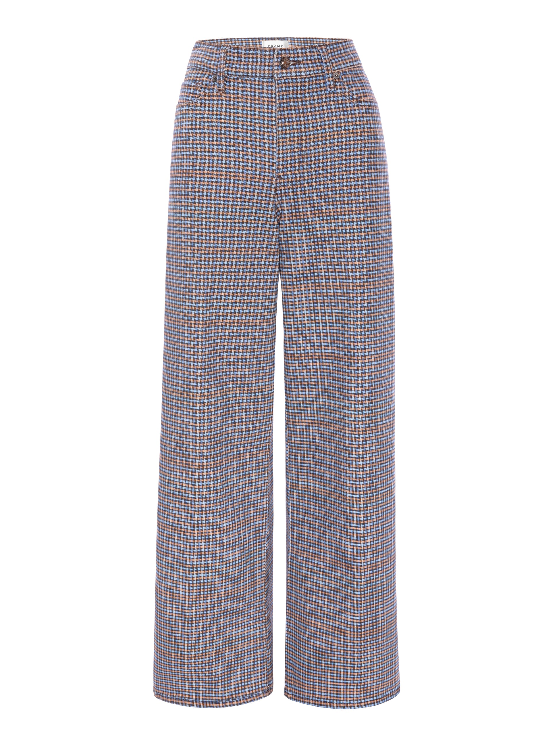 FRAME Le Slim Palazzo in Chestnut Houndstooth