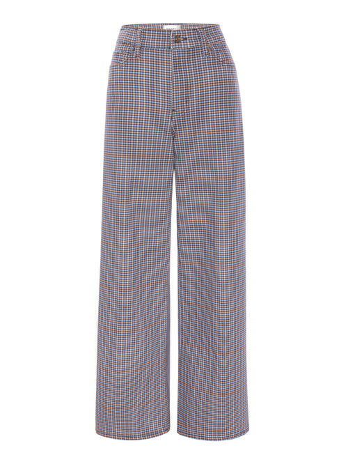FRAME Le Slim Palazzo in Chestnut Houndstooth