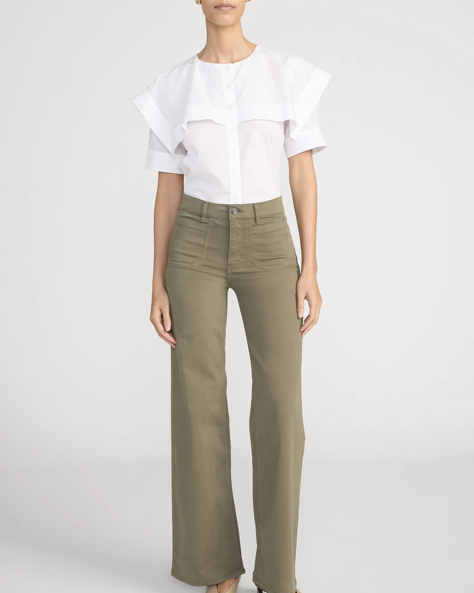 FRAME Le Slim Palazzo Modernist Pocket in Grasshopper