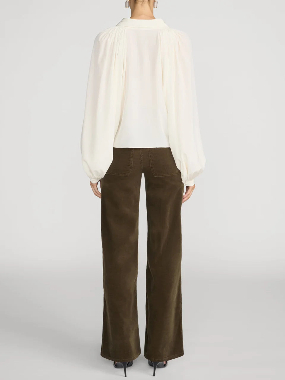 FRAME Le Slim Palazzo Modernist Pocket Corduroy in Rich Military