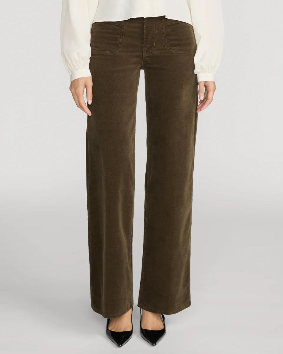 FRAME Le Slim Palazzo Modernist Pocket Corduroy in Rich Military
