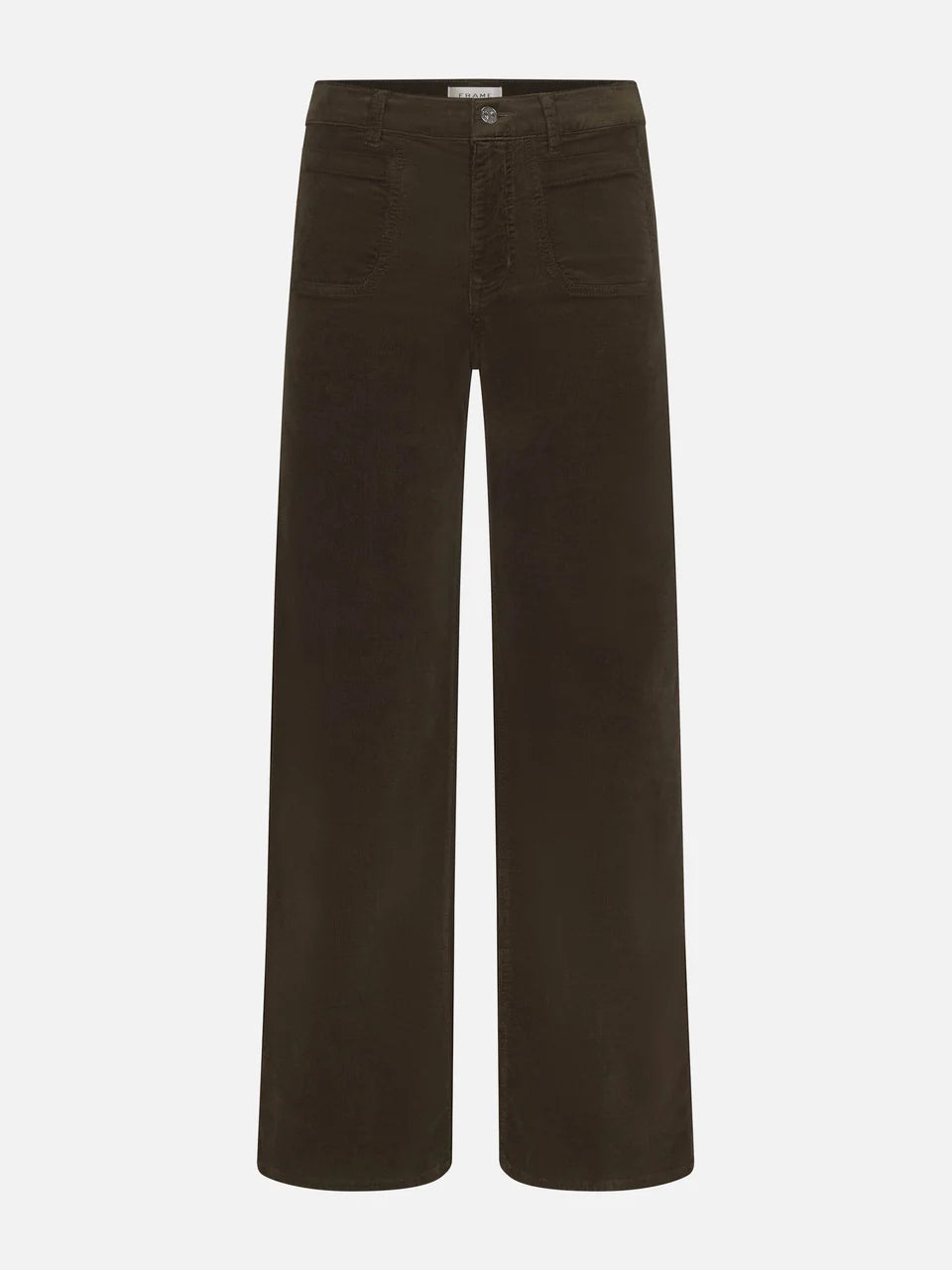 FRAME Le Slim Palazzo Modernist Pocket Corduroy in Rich Military