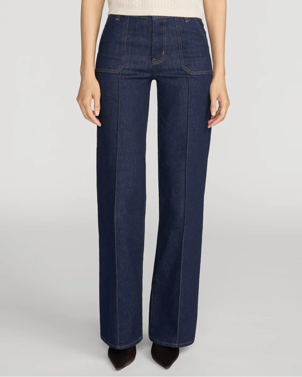 FRAME Le Slim Palazzo Pintuck Pocket in Rinse