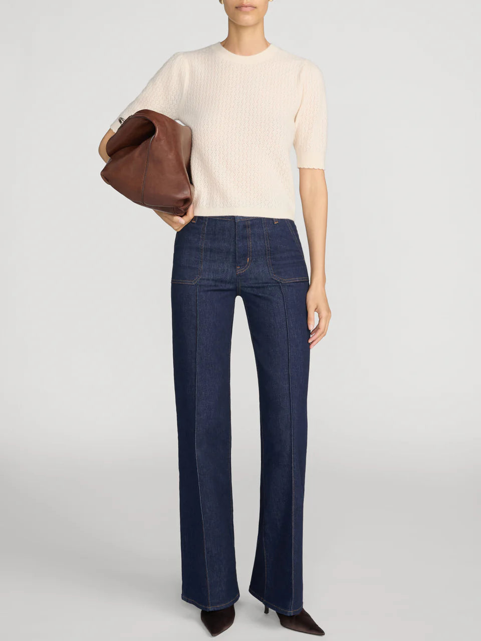 FRAME Le Slim Palazzo Pintuck Pocket in Rinse