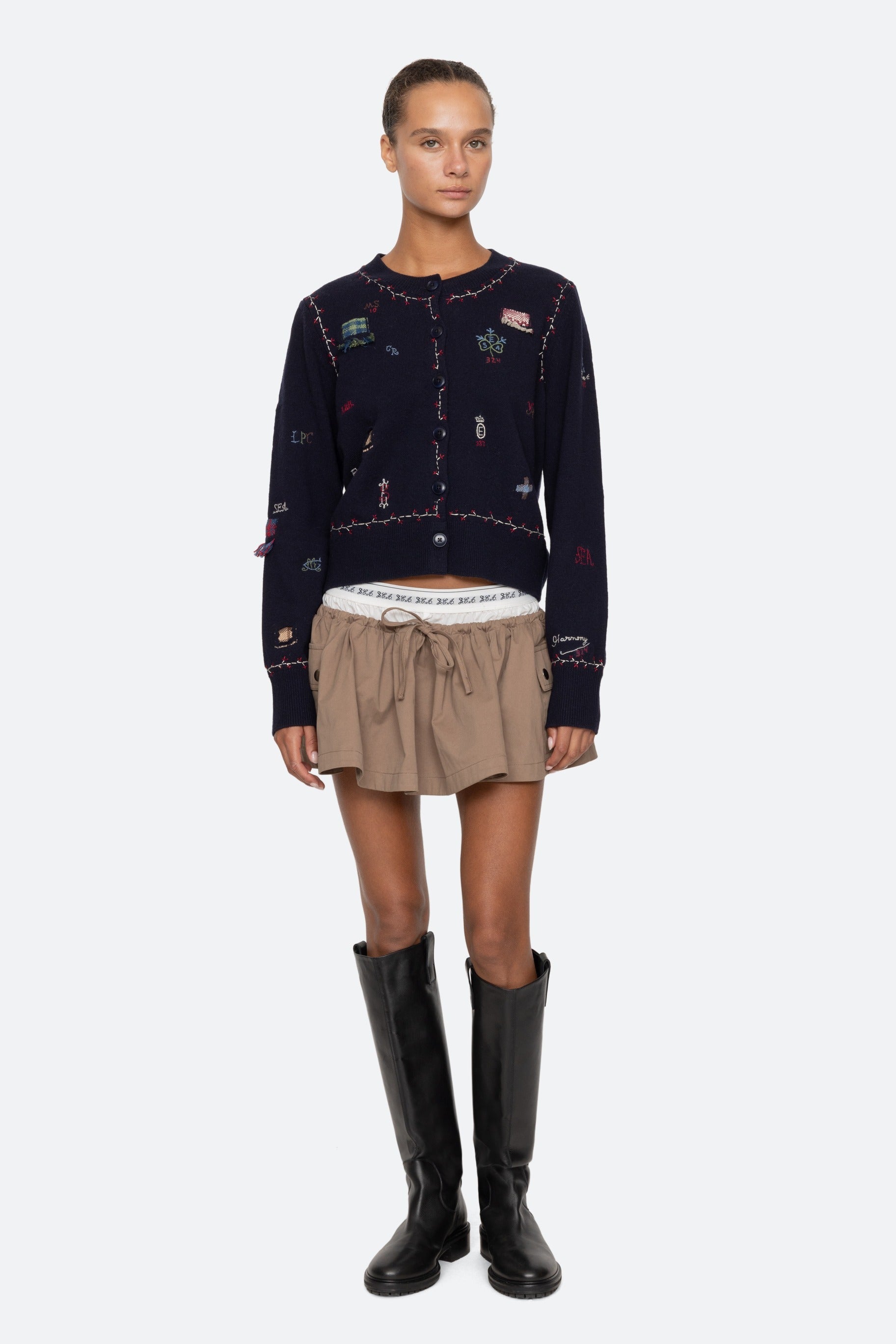 Sea New York Claira Embroidered Knit Cardigan