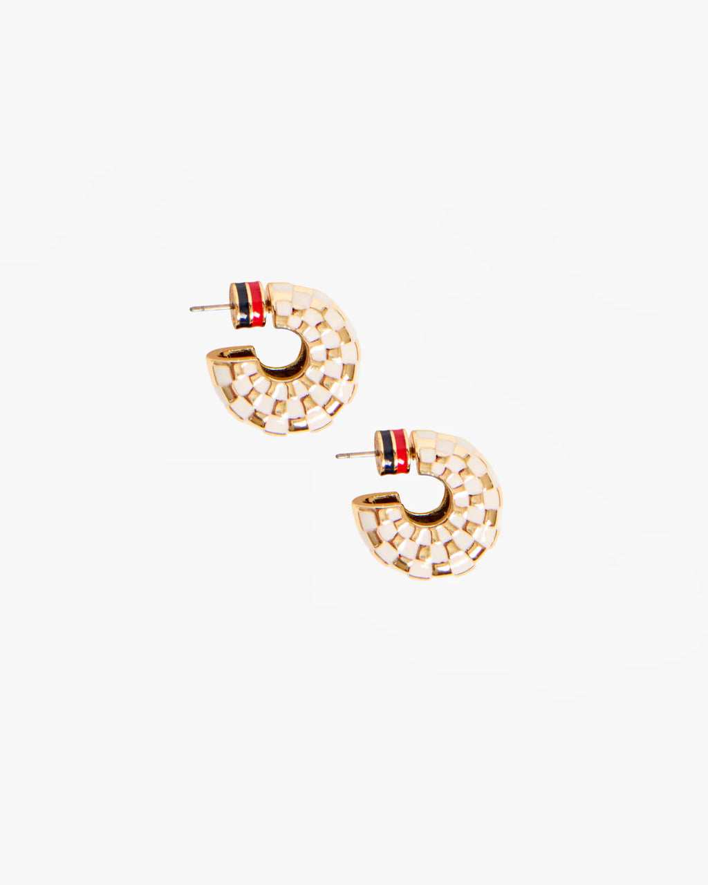 Clare V. Le Hoop Checker in Gold/Cream