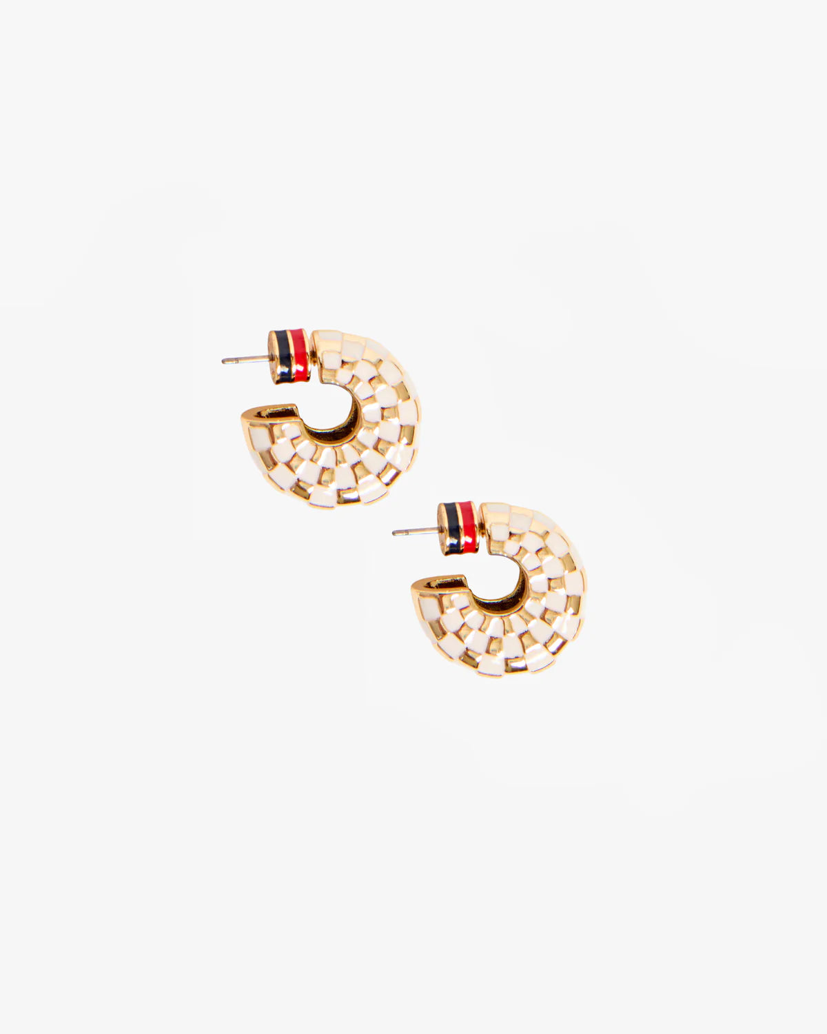 Clare V. Le Hoop Checker in Gold/Cream