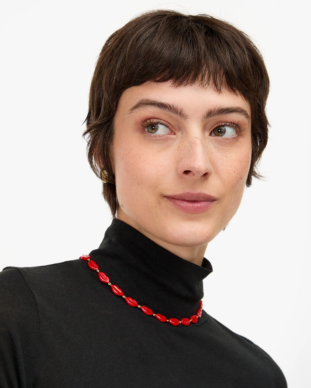 Clare V. Le Lips Necklace in Poppy