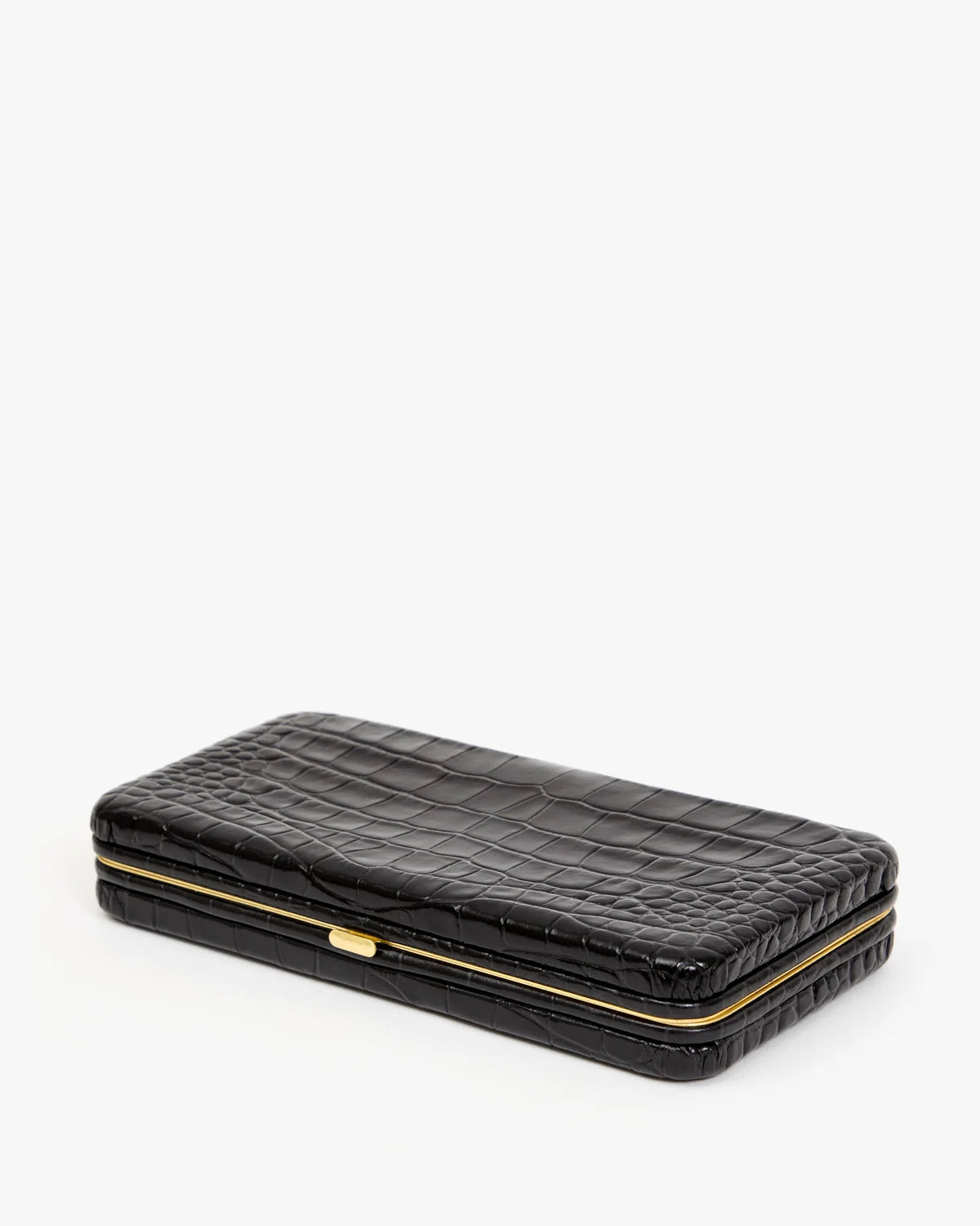 Clare V. Le Tabac Congo Croco Clutch Bag in Black