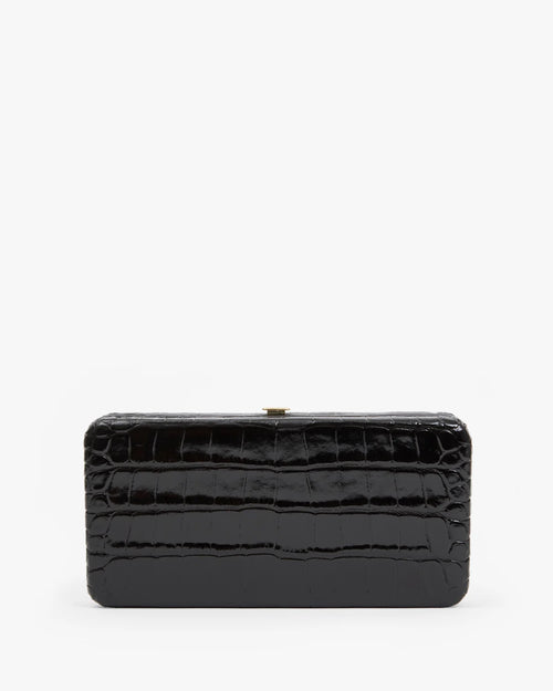 Clare V. Le Tabac Congo Croco Clutch Bag in Black