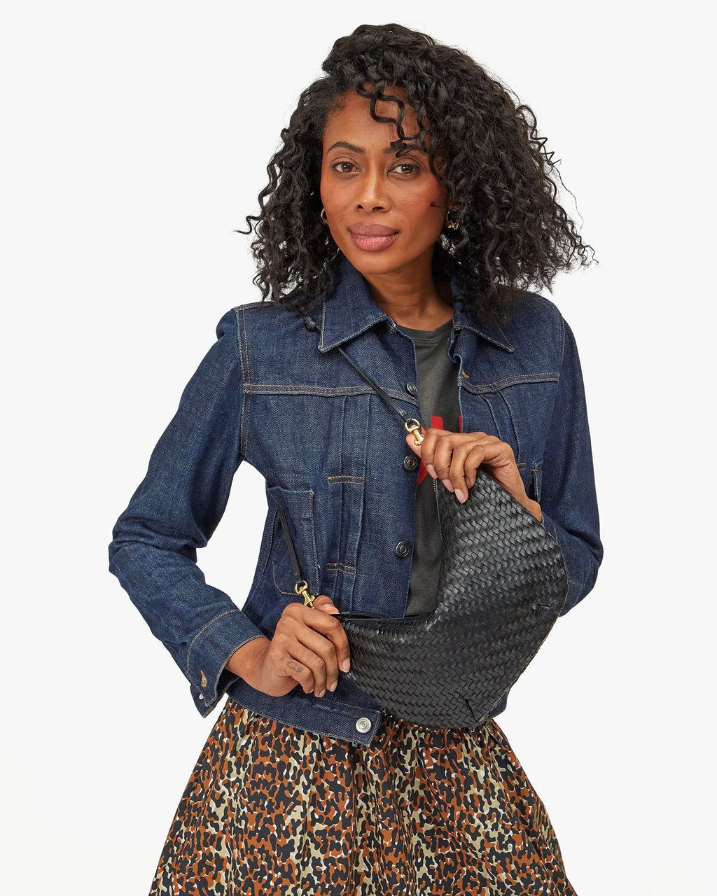 Clare V. Lune Woven Zig- Zag in Black