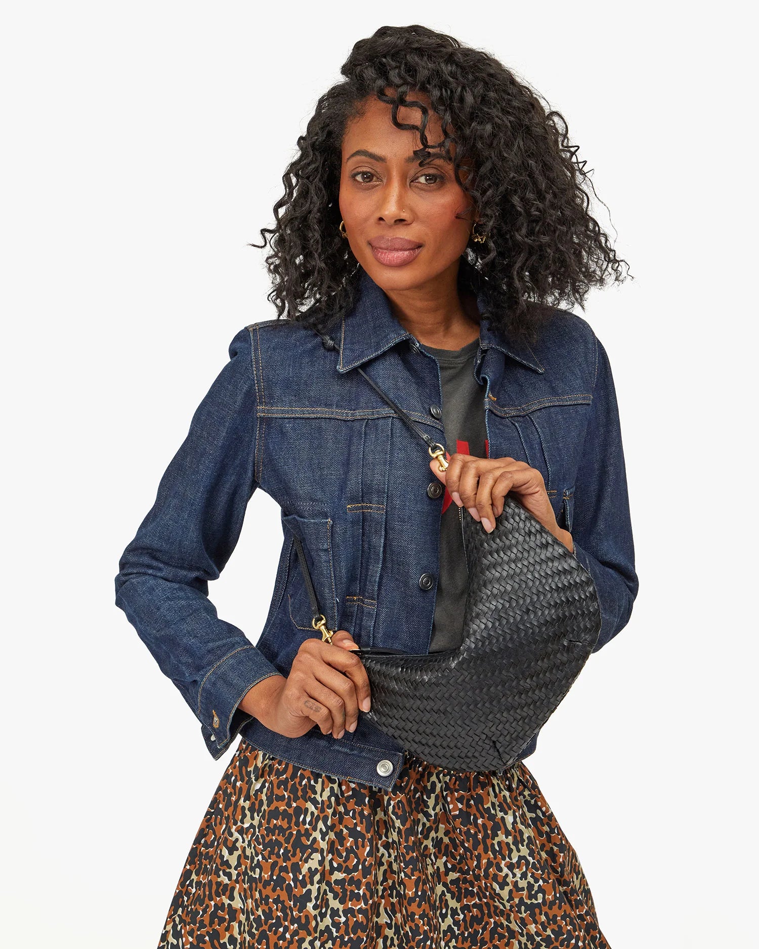 Clare V. Lune Woven Zig- Zag in Black