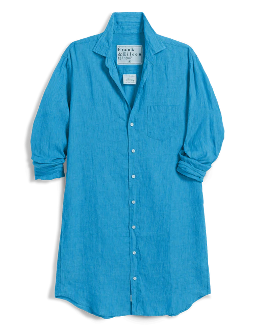 Frank & Eileen Mary Shirtdress in Turquoise Linen