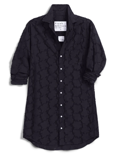 Frank & Eileen Mary Shirtdress in Textured Black Flowers