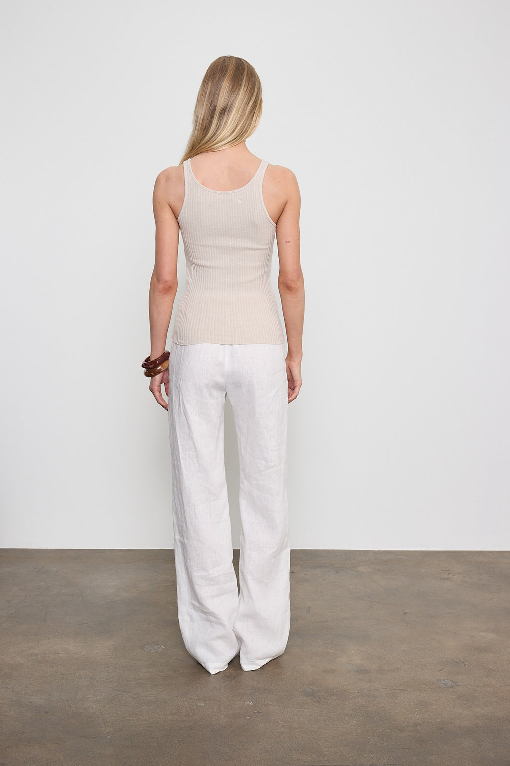 Enza Costa Military Rib Slim Tank in Flax