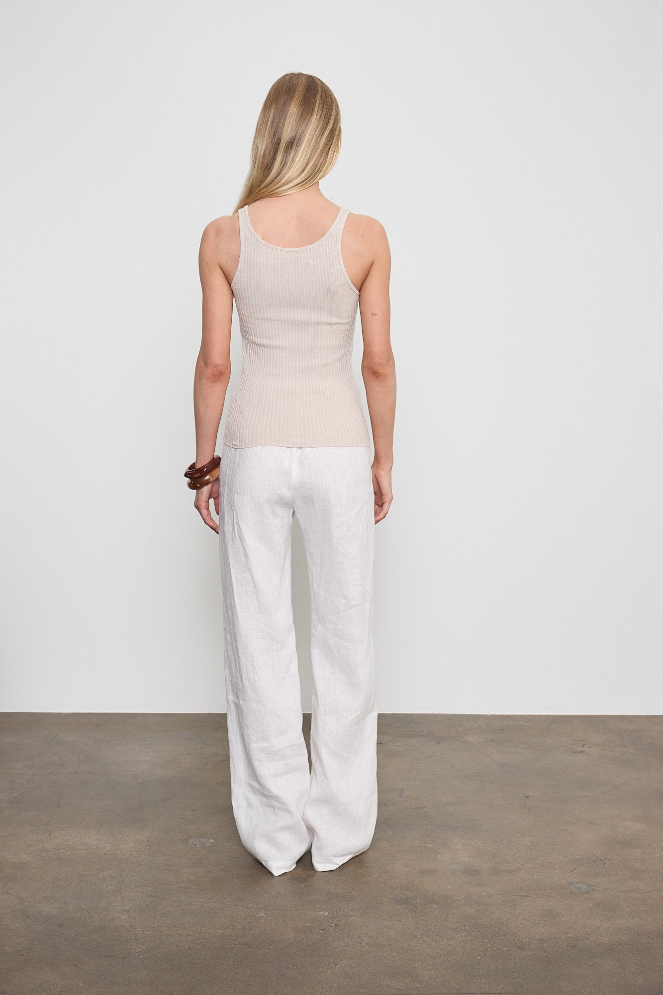 Enza Costa Military Rib Slim Tank in Flax
