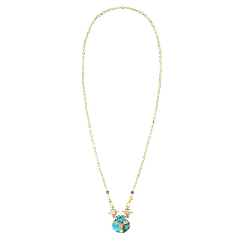 MLC Necklace in Gold with Chrysocolla Pendant