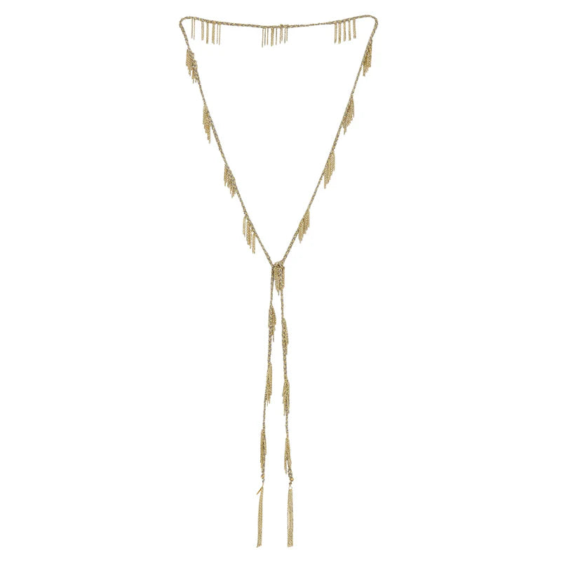 Marie Laure Chamorel Lariat Necklace Gold Grey