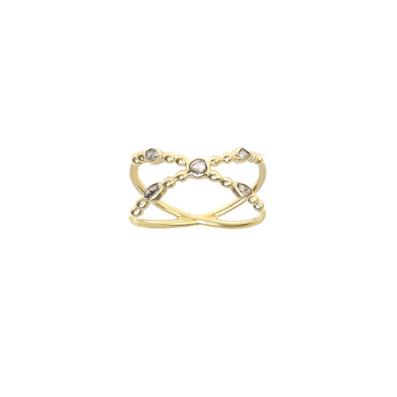 MLC Crossed Ring in Gold