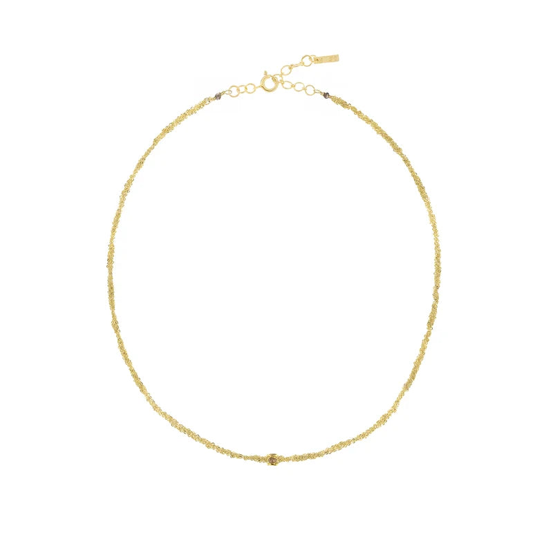 MLC Polki Diamond Braid Necklace in Gold