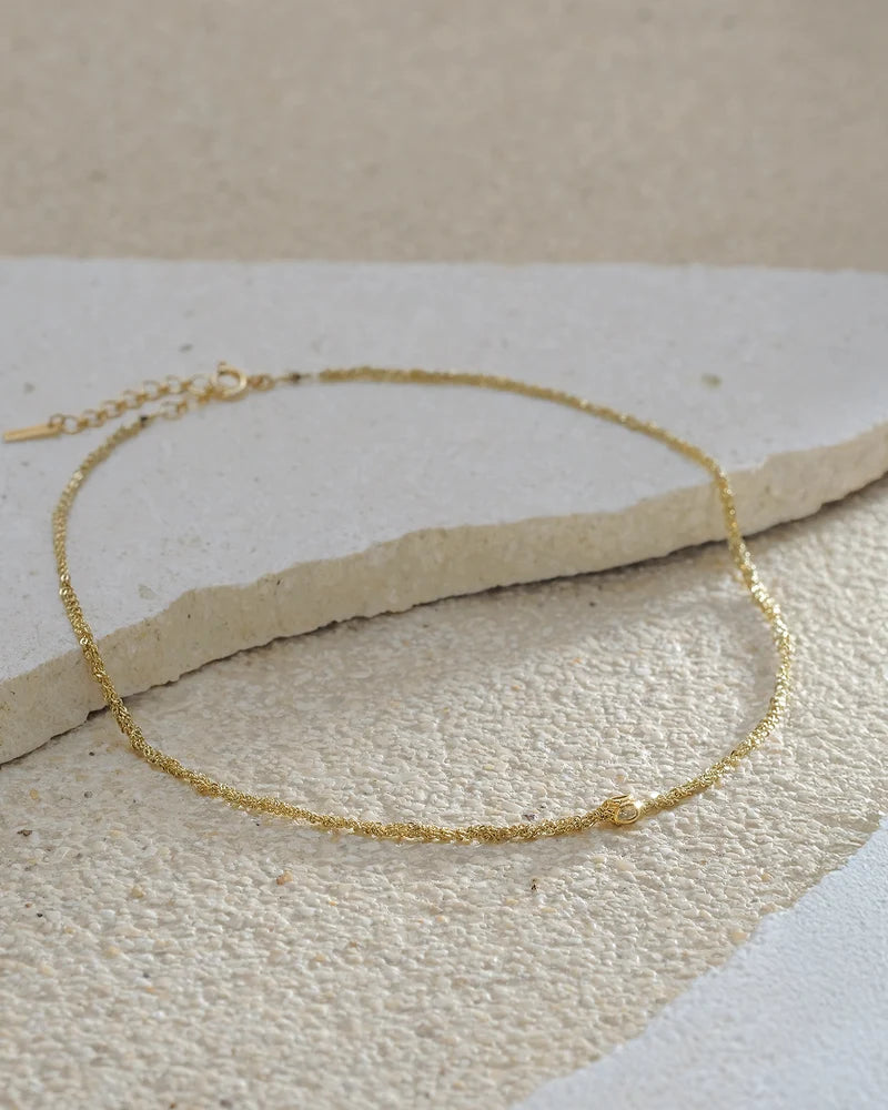 MLC Polki Diamond Braid Necklace in Gold